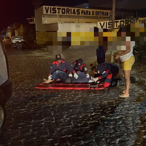 Motociclista fica ferido após condutor de veículo não respeitar placa de sinalização e atingir moto em cruzamento de Conceição do Coité