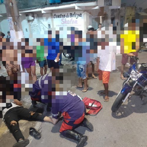 Para tentar evitar colisão com carro, motociclista freia bruscamente, bate em veículo e sofre queda na rua Padre Madureira em Conceição do Coité