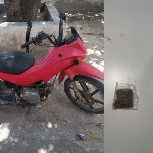 Policiais militares prendem homem com sinalizador de moto adulterada e uso de drogas no bairro da Quadra em Conceição do Coité