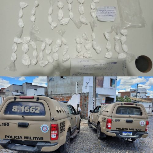 Policiais militares da 4° Cia e CETO apreendem 60 trouxinhas de cocaína no centro de Conceição do Coité