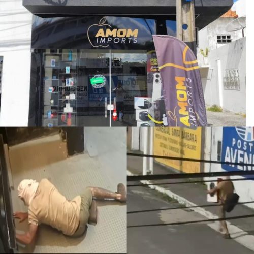 URGENTE: Loja é arrombada durante a madrugada e criminoso leva 20 celulares e três caixas de som no centro de Conceição do Coité; prejuízo ultrapassa R$ 70 mil. Confira o vídeo!